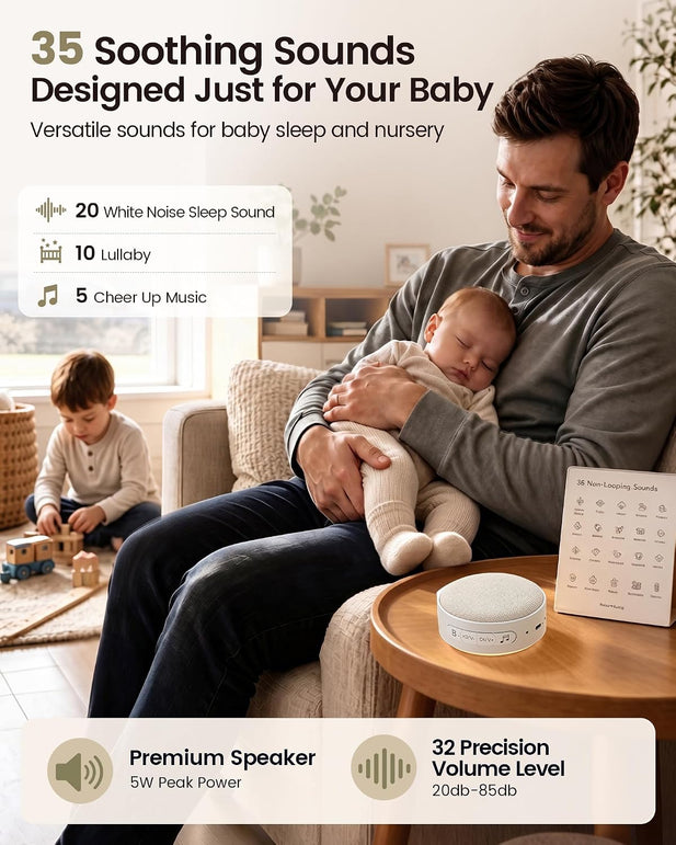 Glocusent Portable White Noise Machine with Night Light,Baby Sound Machine