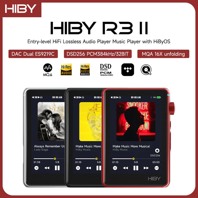 Hiby R3 II / R3 Gen 2 Bluetooth Wifi Music Player MP3 Hifi Audio Player MSEB MQA16X DSD 256 Web Radio USB Type C DAC Walkman