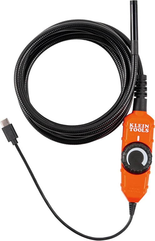 Klein Tools ET16 Borescope, 8 Mm 10-Foot Armored Waterproof Gooseneck Snake, LED Lights, Endoscope Digital Inspection Camera for Android Phones