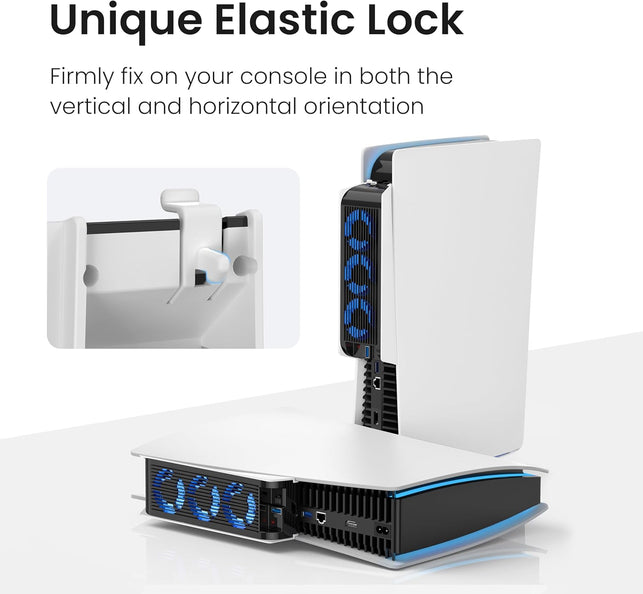 Cooling Fan for PS5 Accessories, KIWIHOME Upgraded Quiet Cooler Fan with Auto Speed, Controller USB3.0 Port & LED for PS5 2020 Only, Not for Playstation 5 Slim/Pro, White