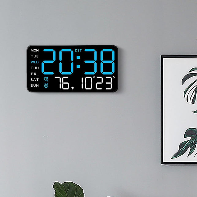 Digital Wall Clock Battery Operated Large Led Temperature Display Decor
