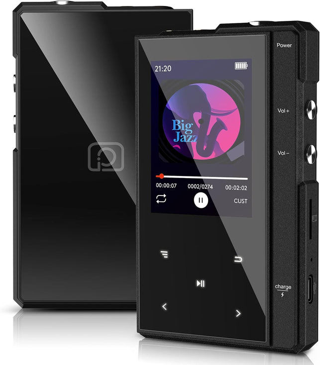 32GB MP3 Player with Bluetooth 5.0, Phinistec Z6 Portable Music Player with HD Speaker, Super Battery Life Digital Audio Player with FM Radio, E-Book, Voice-Recorder Player Supports up to 256GB