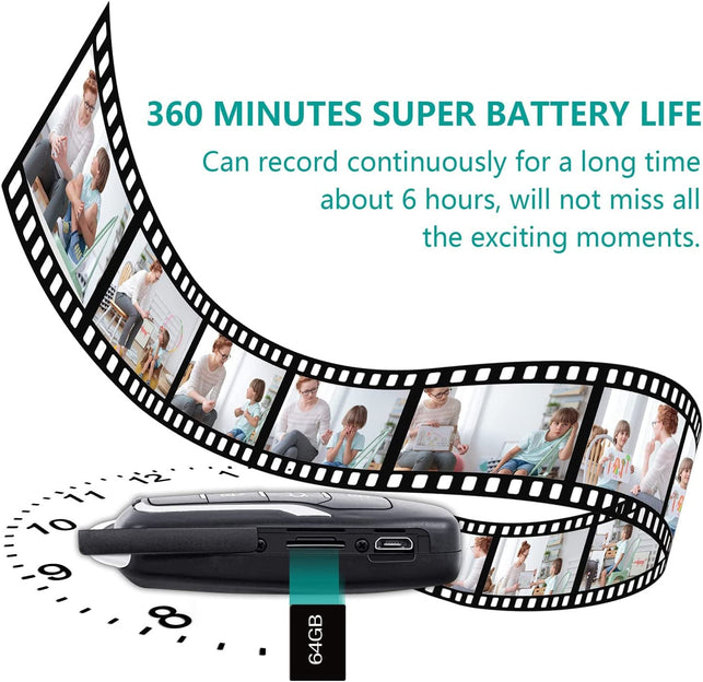 Clodgdgo 64GB Spy Camera Car Key,360 Minutes Battery Life Mini, Nanny Cam Hidden Camera with HD 1080P,Surveillance & Security Cameras