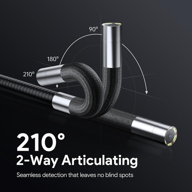 DEPSTECH 210° Two-Way Articulating Borescope, 0.24In Ultra-Slim Endoscope Camera with Lights, 4.5” IPS Screen, 5Ft Waterproof Flexible Snake Tube, Industrial Inspection Camera for Automotive Mechanics
