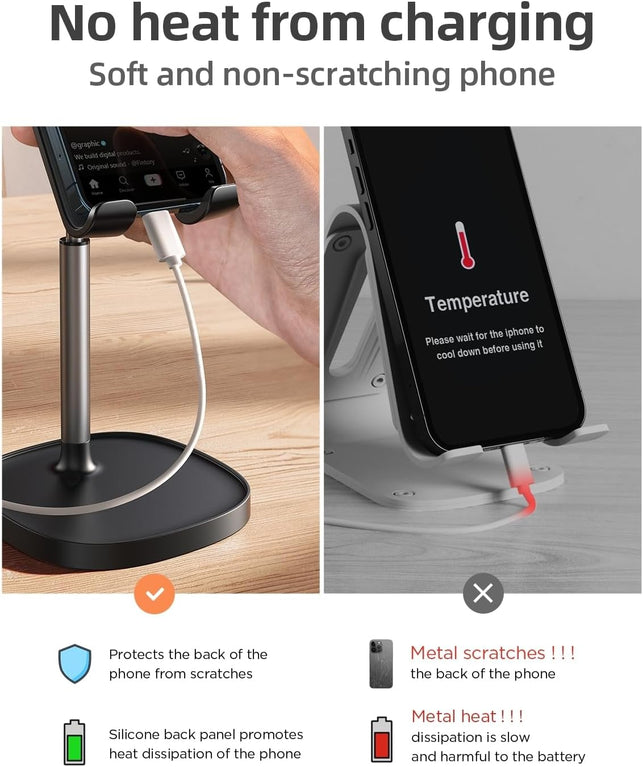 LISEN Cell Phone Stand Phone Holder for Desk Recording Office, Women Office Desk Accessories Gifts PC Gaming Essentials Iphone Stand Gadgets Fit Otterbox Case Switch Ipad Air Tablet 4-10 In