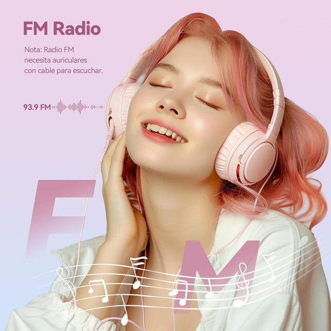 AGPTEK 64GB MP3 Player with Bluetooth, M3 2.4 Inch Music Player with Speaker and FM Radio, Touch Buttons, Supports up to 128GB, Pink