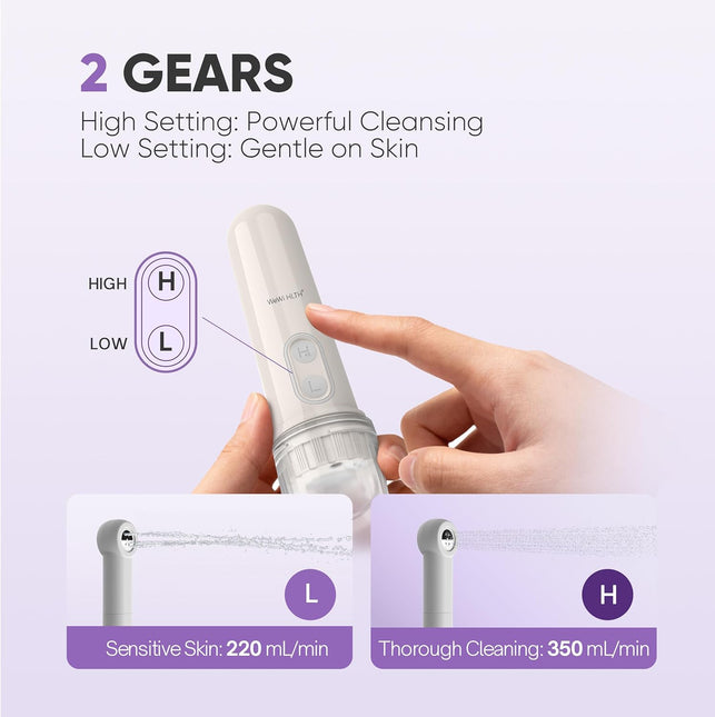 Portable Electric Bidet Sprayer - Handheld Travel Bidet with 2 Pressure Modes - Waterproof Foldable Pocket-Sized & Cordless for Bathroom Ultimate Personal Hygiene Cleaning at Home and Camping, White