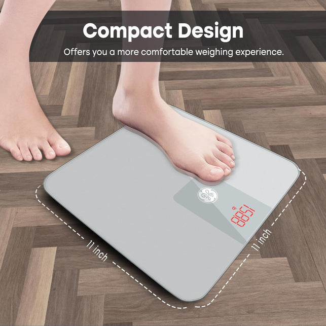 GE Digital Scale Body Weight: Bathroom Scales for Weight and BMI Accurate Body Weight Scale Weighing Scales for Body Weight Bluetooth Scale with App for People 400 Lb Electronic Scale Silver Grey