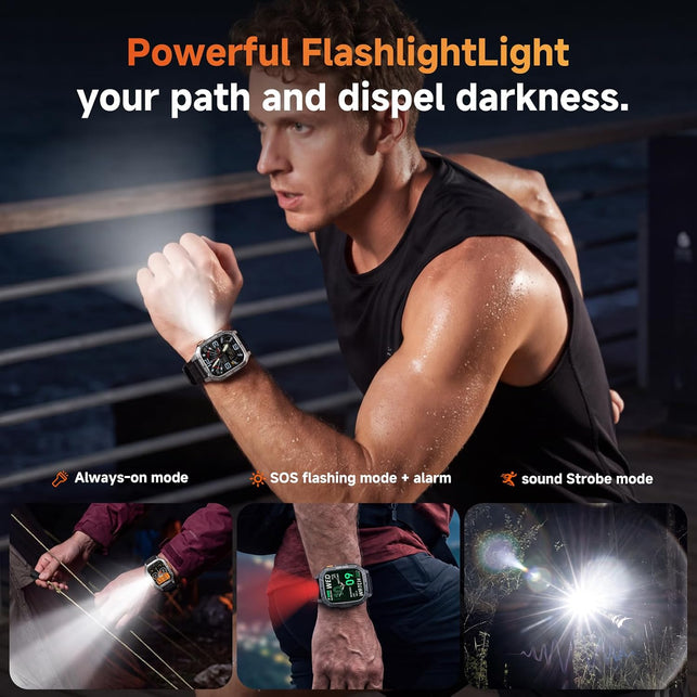 Military Smart Watches for Men 1400Mah, 2.01" HD, Bluetooth Call with LED