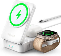 Lamicall 3 in 1 Charging Station for Apple - Foldable Wireless Charger Stand for Mag Safe Portable, Ravel Station for Multiple Devices for Iphone 17 Pro Max Air, 16, 15, 14, 13, Apple Watch, Airpods