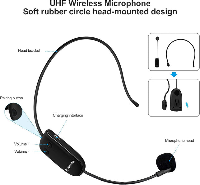 ZOWEETEK Original Voice Amplifier for Teachers with 2 Microphones, Wireless Voice Amplifier Microphone Headset, Portable Speaker Megaphone for Classroom, Training, Teaching, Yoga, Meeting, Speech