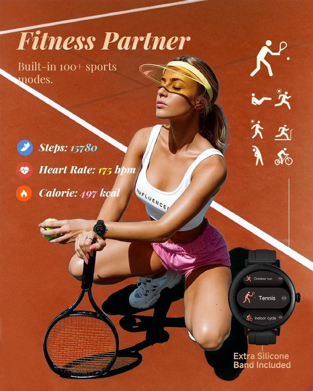 TOOBUR Smart Watch for Men Women, Fitness Tracker for Android & Ios, Black