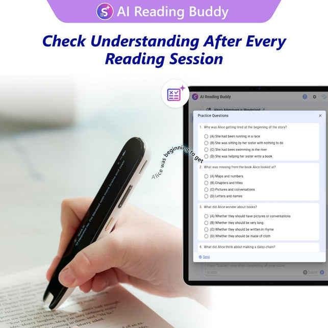 Worldpenscan AI Reader – Reading Pen with Built-In Dictionary & AI Reading Buddy for Kids | Grade-Level Reading Support | English, Spanish, Chinese | Text-To-Speech, Transcribe, Translation