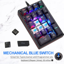 MOTOSPEED Macro Mechanical Numeric Keypad USB Wired 21 Keys Mini Numpad Portable Keypad RGB Backlight Gaming Keypad Extended Layout for Cashier(Fully Programmable Keys)