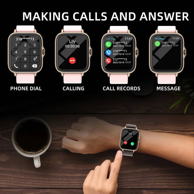 Smart Watch, Wireless Calling /Dial, Multi -Sport Mode, Calling Reminder and Rejection, SMS Reminder, for Iphone/Andriod