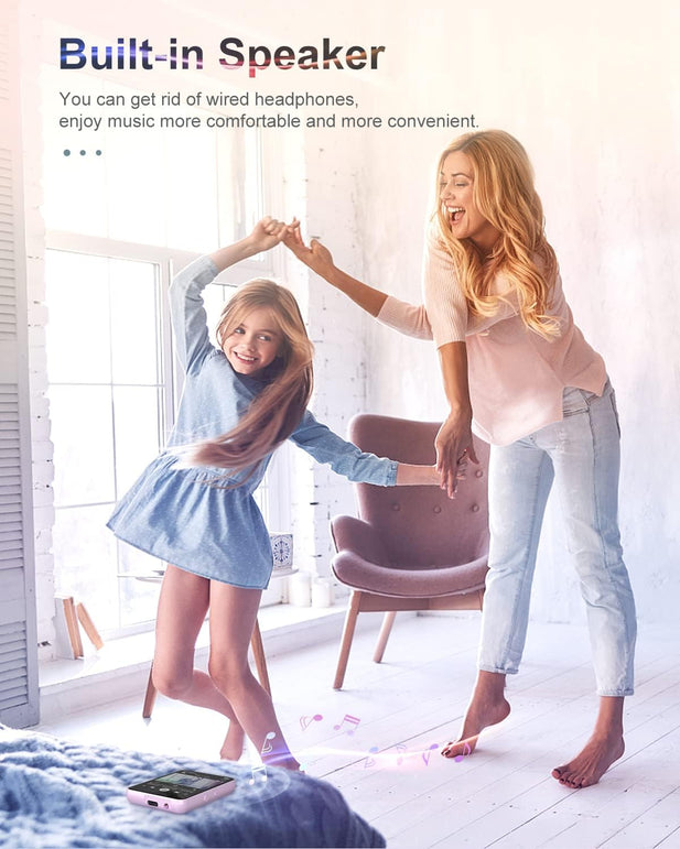 64GB MP3 Player with Bluetooth 5.3, Portable Digital Lossless Music Player with Built-In Speaker, 2.4 in Full Touch Screen, FM Radio, Line-In Voice Recorder, Earphones Included, Support up to 128GB