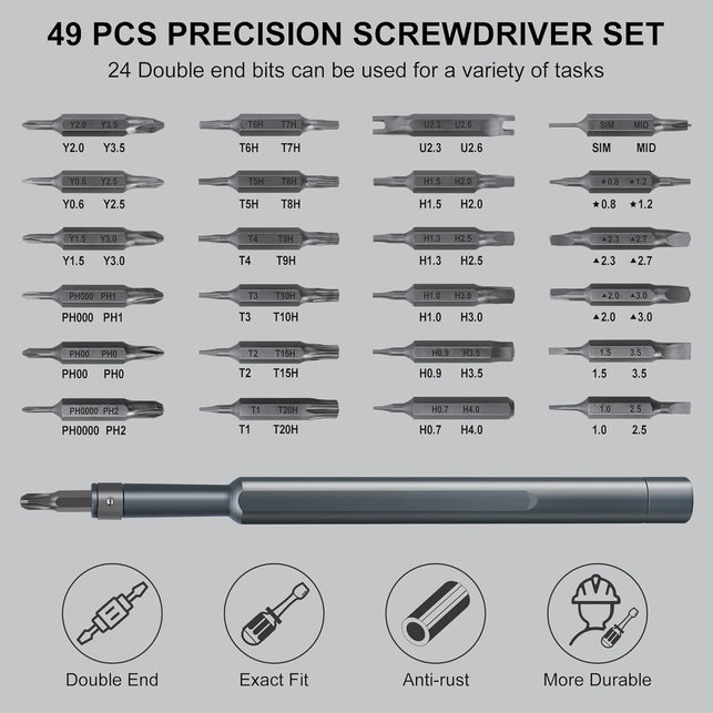 SHARDEN 49-In-1 Precision Screwdriver Set with 24 Double-Ended Bits