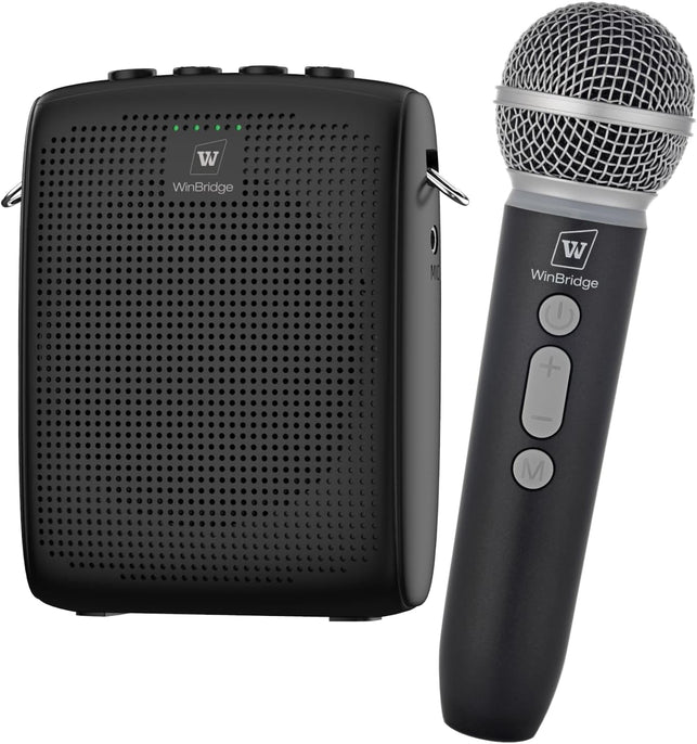 Winbridge Wireless Voice Amplifier with Microphone for Teachers, Portable PA System with Bluetooth Handheld Mic, Portable Speaker Mic Set, Cardioid Pickup for Classroom, Outdoor, Public Speaking WB009