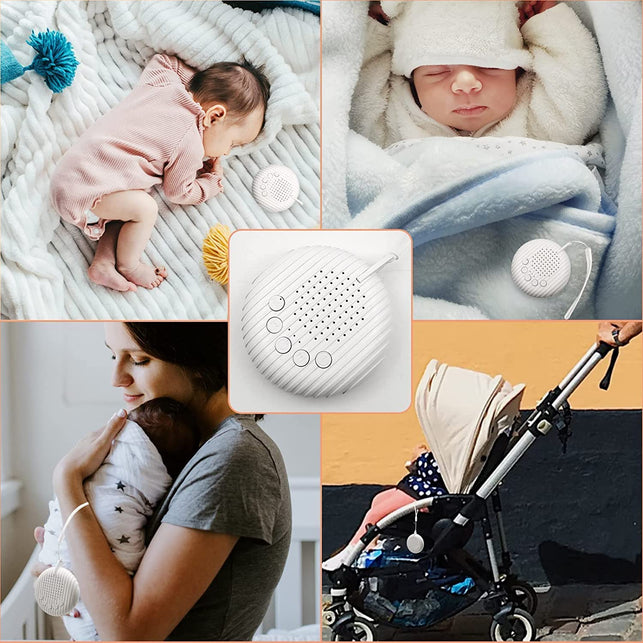 White Noise Machine, Xkey Portable Sound Machine with 10 Natural Soothing Sounds 3 Timers, Compact Sleep Sound Machine with Volume Control Powered by USB, White Hanging Sound Machine (A)