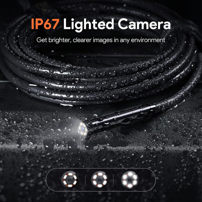 DEPSTECH 50Ft Sewer Camera, 1080P HD Triple Lens Borescope, 5" IPS Screen Endoscope with Light, IP67 Waterproof Plumbing Drain Pipe Snake Inspection Camera with 32G Card, Carry Case