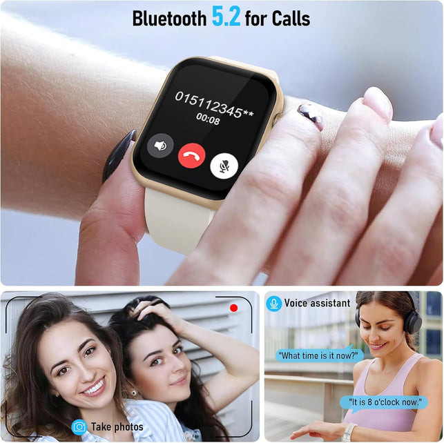 Smart Watch for Women Men(Make Calls & AI Voice), 2" HD Smartwatches with Heart Rate Spo2 Sleep & Cycle Tracking, 100+ Sports Modes Fitness Tracker, Fitness Watch for Ios Android Phones