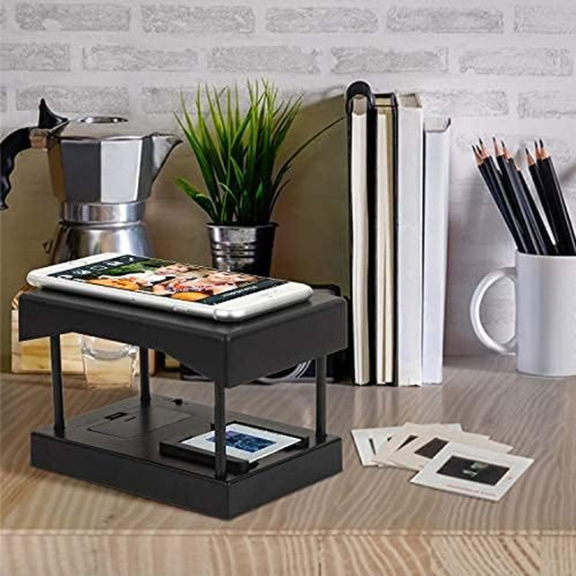 Rybozen Mobile Film and Slide Scanner, Lets You Scan and Play with Old 35Mm Films & Slides Using Your Smartphone Camera, Fun Toys and Gifts with LED Backlight, Rugged Plastic Folding Scanner
