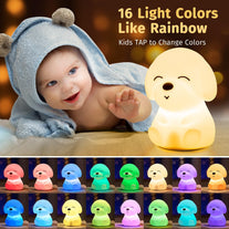 Mubarek Night Light for Kids Lamp,16 Colors & Soft Silicone Kids Night Light Lamp,Dimmable+Rechargeable Toddler Night Light for Baby Nursery,Baby Night Light Nightlight for Kids Room, Dog Themed Gifts