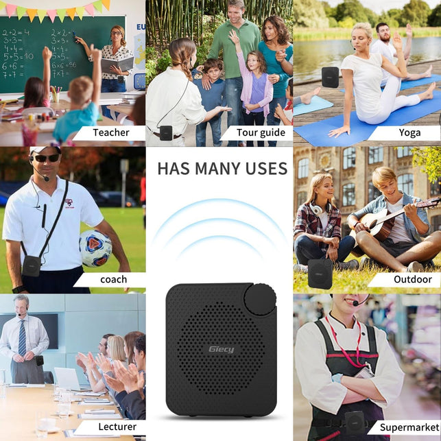 Portable Voice Amplifier with Wired Microphone Headset, Rechargeable PA System Speaker Personal Microphone, Speech Amplifier Power Amplifiers Loudspeaker for Teachers/Metting/Tour Guide