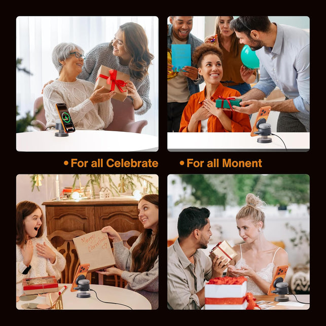 Ivanky 4 in 1 Qi2 Certified Wireless Charger for Iphone 17 Charging Station with Night Light, 15W 3 in 1 Travel Stand for Magsafe Charger for Iphone 17/16/15/14/13/12/11 Pro/Max Apple Iwatch Airpods