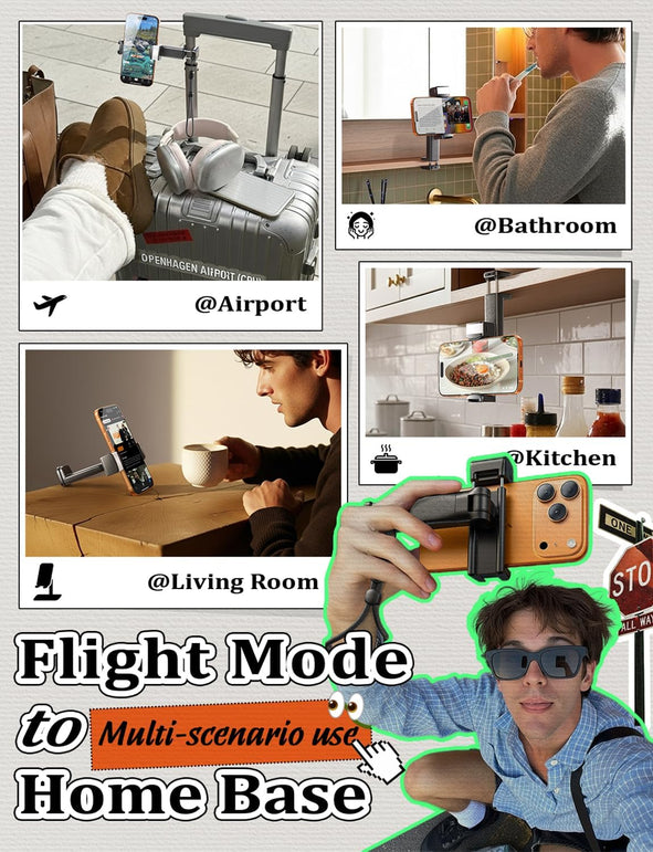 LISEN Airplane Travel Essentials Phone Holder Mount (LED) Cruise Ship Essentials 2026 Gadgets for Men Women Long Flight Travel Accessories Photographic Lighting Flash Tubes for Valentines Day Gifts