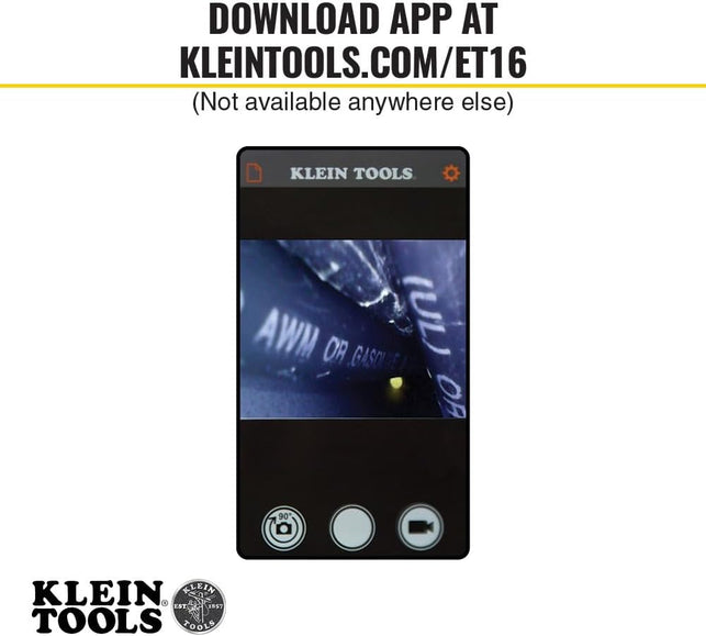 Klein Tools ET16 Borescope, 8 Mm 10-Foot Armored Waterproof Gooseneck Snake, LED Lights, Endoscope Digital Inspection Camera for Android Phones