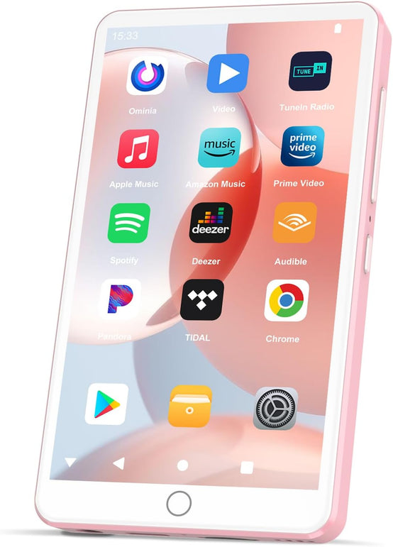 Android 13 MP3 Player with Bluetooth Wifi, MP3 & MP4 Players with 4" Touchscreen and Speaker, MP3 Music Players with Spotify, Audible, Amazon Music, Play Store (16GB, Pink)