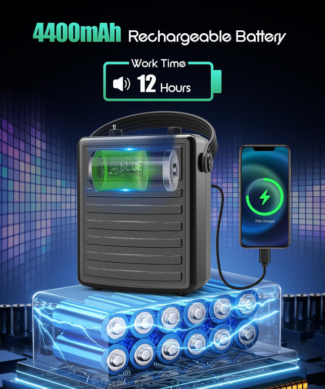 SHIDU 40W Voice Amplifier with Wireless Microphone, Portable PA System with Wireless Headset Mic & Speaker, 40W Loudly Bluetooth Portable Microphone and Speaker for Teacher, Meeting, Speech Events