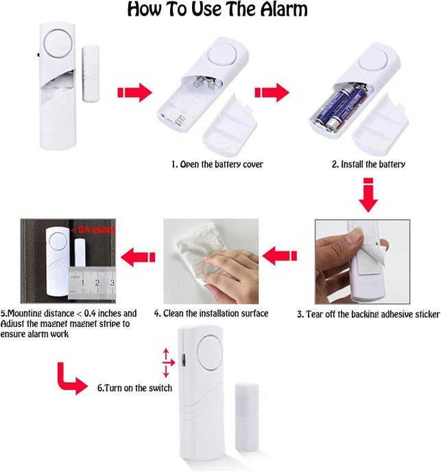 Door Window Alarm, 90DB Door Alarms for Kids Safety, Door Window Burglar Alarm-Window Pool Alarms for Home (15 Pack)