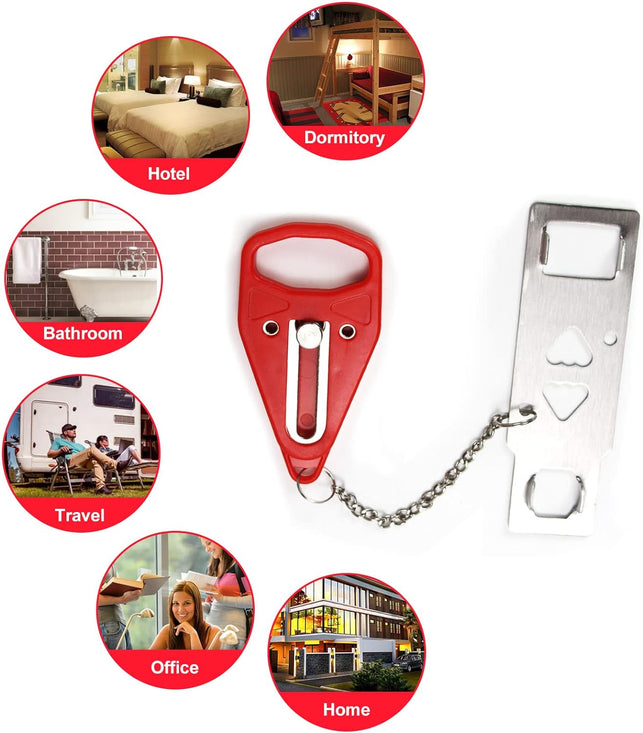 Portable Door Lock 2Pack Extra Lock for Additional Privacy and Safety in Home,Hotel and Apartment,Prevent Unauthorized Entry,Protect Family Security in Traveling,Home,Bedroom,Hotel,Apartment,Airbnb