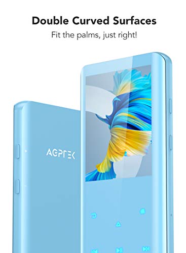 AGPTEK 32GB MP3 Player with Bluetooth 5.0, A19X 2.4" Curved Screen Portable Music Player with Speaker Lossless Sound with FM Radio, Voice Recorder, Supports up to 128GB, Blue