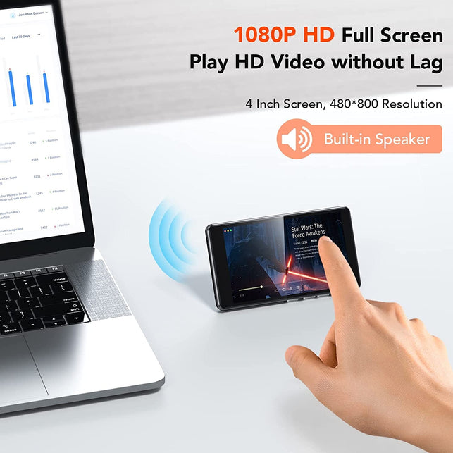 AGPTEK T06S Wifi MP3 Player with Bluetooth and 5MP Camera, 4 Inch Touch Screen 16GB MP4 Player Lossless Music Player, Support Apps, Spotify, Browser