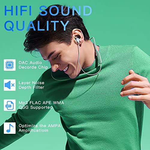 AiMoonsa 64GB MP3 Player with Bluetooth 5.2, AiMoonsa Music Player with Built-in HD Speaker, FM Radio, Voice Recorder, HiFi Sound, E-Book Function, Earphones Included