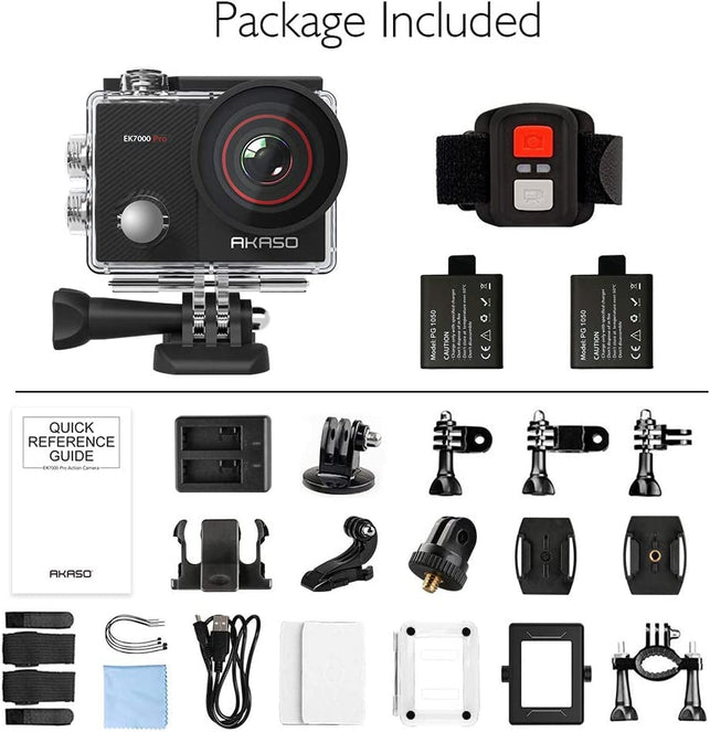 AKASO EK7000 Pro 4K Action Camera with Touch Screen EIS Adjustable View Angle Web Underwater Camera 40M Waterproof Camera Remote Control Sports Camera with Helmet Accessories Kit