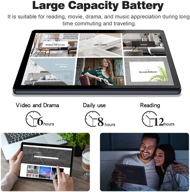 Android Tablet Pritom 10.1'' Android 10 Tablet, 2GB RAM, 32GB ROM, Quad Core Processor, HD IPS Screen, 2.0 Front + 8.0 MP Rear Camera, Wi-Fi, Bluetoot