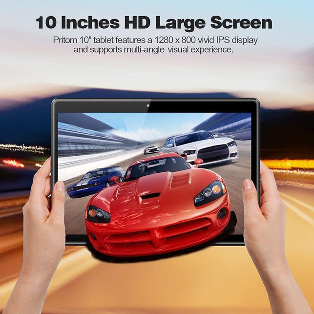 Android Tablet Pritom 10.1'' Android 10 Tablet, 2GB RAM, 32GB ROM, Quad Core Processor, HD IPS Screen, 2.0 Front + 8.0 MP Rear Camera, Wi-Fi, Bluetoot