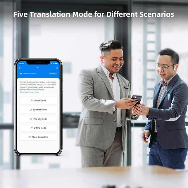 ANFIER Language Translator Earbuds Sliding Design Offline Support 144 Languages & Accents Translation Music and Calling 3-In-1 Wireless Translator Device with APP Fit Ios & Android