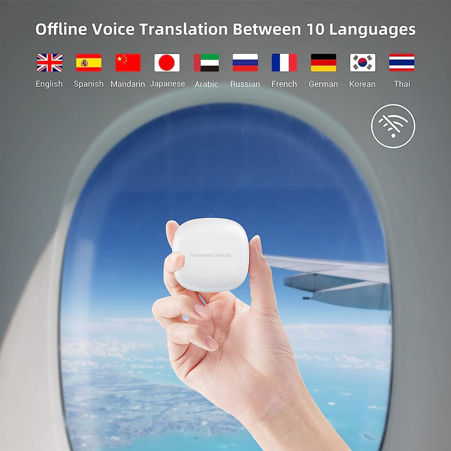 ANFIER Language Translator Earbuds Sliding Design Offline Support 144 Languages & Accents Translation Music and Calling 3-In-1 Wireless Translator Device with APP Fit Ios & Android