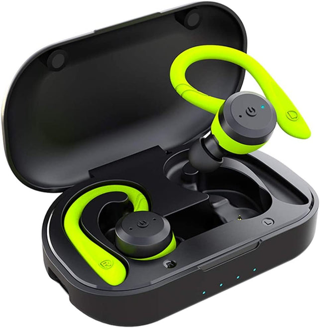 APEKX Bluetooth Headphones True Wireless Earbuds with Charging Case IPX7 Waterproof Stereo Sound Earphones Built-In Mic In-Ear Headsets Deep Bass for Sport Running Green