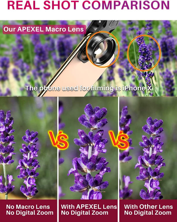 APEXEL Professional Macro Photography Lens for Smartphone, Macro Lenses for Iphone, Samsung, Galaxy, Oneplus, Android Phone(Fits for Almost All Phone), Cell Phone Macro Lens Attachment for Iphone 13