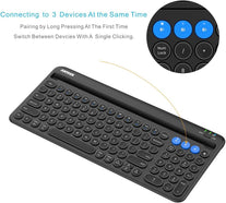 Arteck Universal Bluetooth Keyboard Multi-Device Built-In Cellphone Cradle Wireless Keyboard for Windows, Ios, Android, Computer Desktop Laptop Surface Tablet Smartphone Built-In Rechargeable Battery