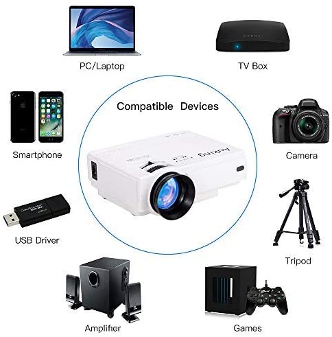 Auking Mini Projector Portable Video-Projector,55000 Hours Multimedia Home Theater Movie ,Compatible with Full HD 1080P HDMI,VG