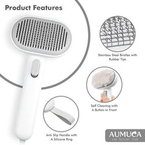 Aumuca Cat Brush for Shedding, Cat Brushes for Indoor Cats, Cat Brush for Long or Short Haired Cats, Cat Grooming Brush Cat Comb for Kitten Rabbit Massage Removes Mats, Tangles and Loose Fur
