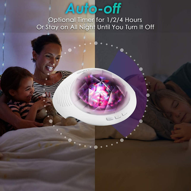 Aurora Night Light , Projector Nightlight Sound Machine with 7 Light Modes , Bluetooth Speaker, 4 Timers and Brightness Adjustable, Projector Noise Ma