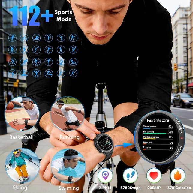1.7" Smart Watch round Touch Screen, Bluetooth Call for Ios Android